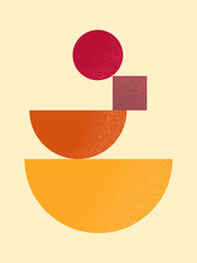 Aesthetic Abstract Warm Toned Geometric Wall Art Design with Grainy Texture