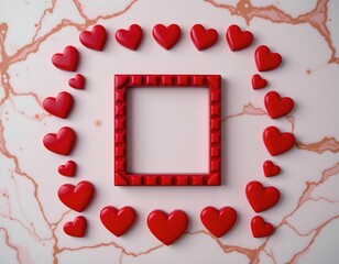 Glasseffect Heart Frame Marbled Background