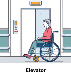 Wheelchair User Inside Elevator Accessibility Vector Illustration