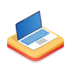 Laptop computer, notebook isometric flat icon. 3d vector colorful illustration. Pictogram isolated on white background