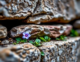Vibrant White Flower Amid Weathered Stone