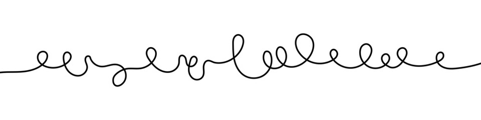 Continuous wavy or tangled line. Drawing with editable black stroke on a white background. Vector illustration, abstract idea.