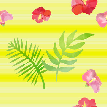 tropical summer water color seamless pattern background
