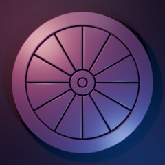 Fototapeta premium Purple Car wheel icon isolated on purple-blue background. Minimalism concept. 3D render illustration