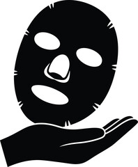 Theater Drama Mask in Hand Black and White Vector