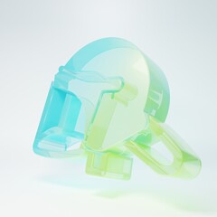 Fototapeta premium Frosted glass Police helmet icon isolated on white background. Military helmet. Minimalism concept. 3D render illustration