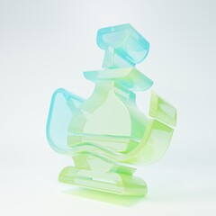 Frosted glass Hookah icon isolated on white background. Minimalism concept. 3D render illustration