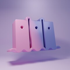 Purple Hydroelectric dam icon isolated on purple background. Water energy plant. Hydropower. Hydroelectricity. Minimalism concept. 3D render illustration