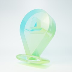 Frosted glass Traditional mexican sombrero hat icon isolated on white background. Minimalism concept. 3D render illustration