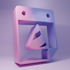 Purple Calendar party icon isolated on purple background. Event reminder symbol. Minimalism concept. 3D render illustration