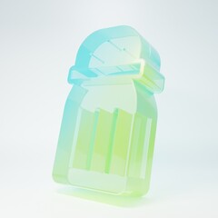 Frosted glass Salt icon isolated on white background. Cooking spices. Minimalism concept. 3D render illustration