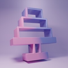 Purple Cake icon isolated on purple background. Happy Birthday. Minimalism concept. 3D render illustration