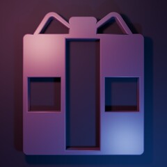 Purple Gift box icon isolated on purple-blue background. Minimalism concept. 3D render illustration