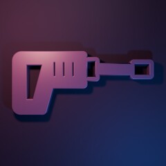 Purple Electric rotary hammer drill machine icon isolated on purple-blue background. Working tool for construction, finishing, repair work. Minimalism concept. 3D render illustration