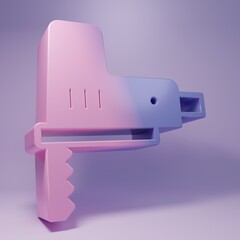 Purple Electric jigsaw with steel sharp blade icon isolated on purple background. Power tool for woodwork. Minimalism concept. 3D render illustration