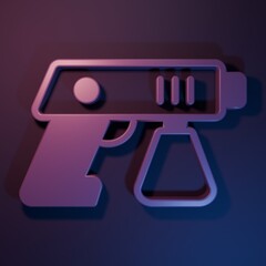 Purple Paint spray gun icon isolated on purple-blue background. Minimalism concept. 3D render illustration