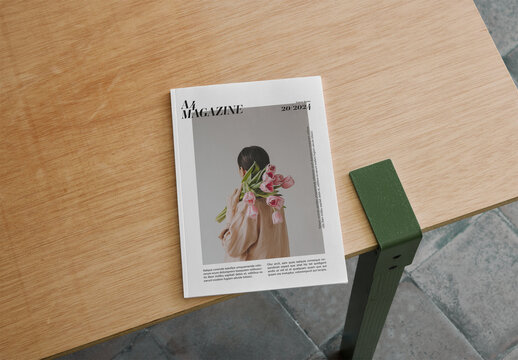 Mockup Of A4 Magazine With Customized Cover