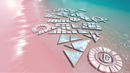 Abstract Mosaic Art on the Beach