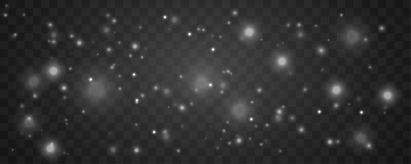 Fototapeta premium Soft glowing white dust particles float calmly, creating elegant light effects and abstract cinematic atmosphere. vector