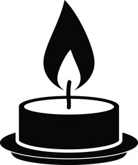 Burning Candle Flame Silhouette Icon