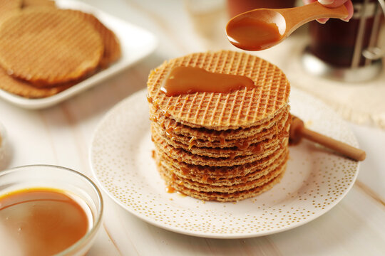 Stroopwafel, a thin, round cookie popular throughout the Netherlands