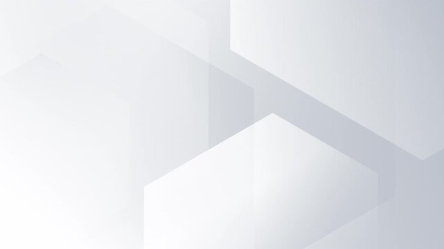 Elegant light grey and white abstract business background with soft geometric shapes and diagonal layers. Seamless looped minimal 3D animation for corporate presentations, technology, branding and dig