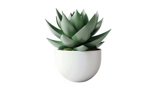 Small Green Echeveria Succulent Plant in Terracotta Pot Isolated on White