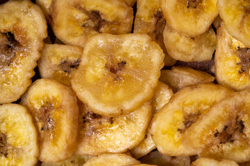 Dry banana slices as a background