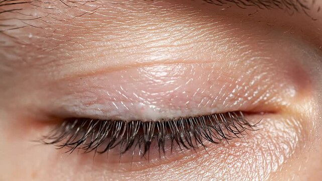 Closeup of Human Eye with Blue Iris.