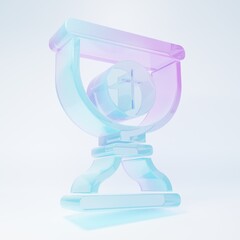 Frosted glass Christian chalice icon isolated on white background. Christianity icon. Happy Easter. Minimalism concept. 3D render illustration