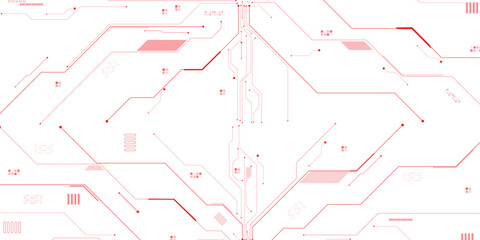 Vectors Abstract connecting red lines and dots. AIsolated abstract digital AI chip or semiconductor with circuit board wires and electronics components.