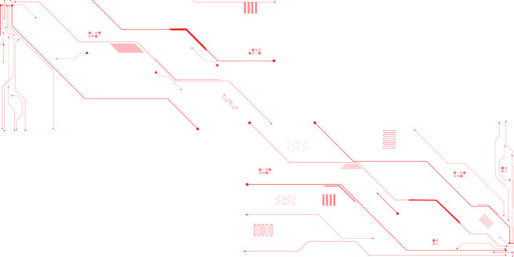 Vectors Abstract connecting lines and dot, Digital circuit board background showcasing white and red electronic patterns.
