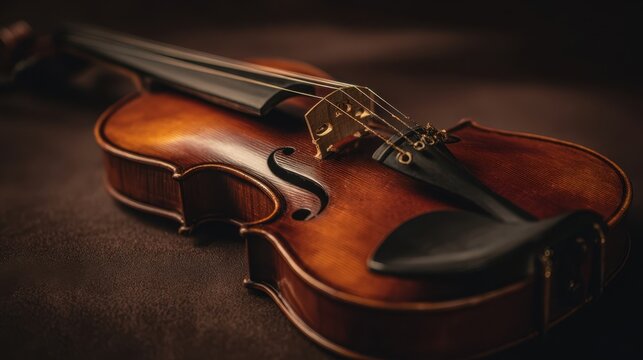 The Violin Lying on Soft Fabric with Warm Studio Lighting and Rich Detail - Powered by Adobe