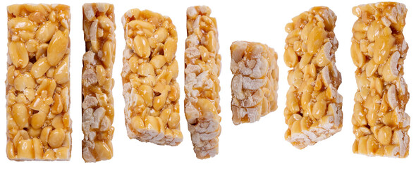 Isolated set of peanut kozinaki on a white background