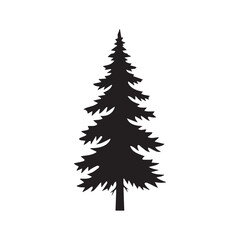 Minimal Pine Tree Black Silhouette Nature Illustration
