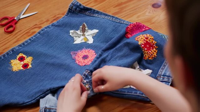 Customizing denim: Embroidered floral embellishments for personalizing apparel