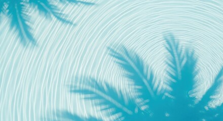 Palm Leaf Shadows On Rippling Blue Water