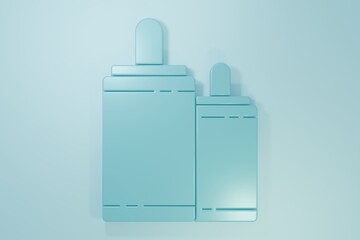 Obraz premium Blue Firework icon isolated on blue background. Concept of fun party. Explosive pyrotechnic symbol. Minimalism concept. 3D render illustration