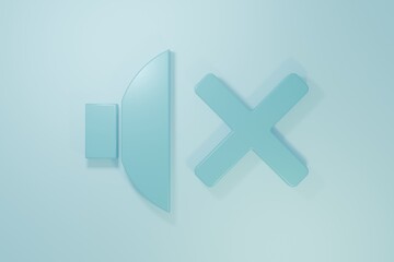 Obraz premium Blue Speaker mute icon isolated on blue background. No sound icon. Volume Off symbol. Minimalism concept. 3D render illustration