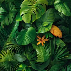 Vibrant green leaves creating a lush background.