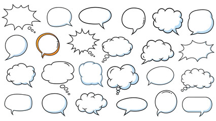 Fototapeta premium Assorted Comic Speech Bubbles with Various Shapes and Outlines.