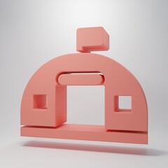 Fototapeta premium Pink Military barracks station icon isolated on pink background. Airstrikes architecture army. Minimalism concept. 3D render illustration