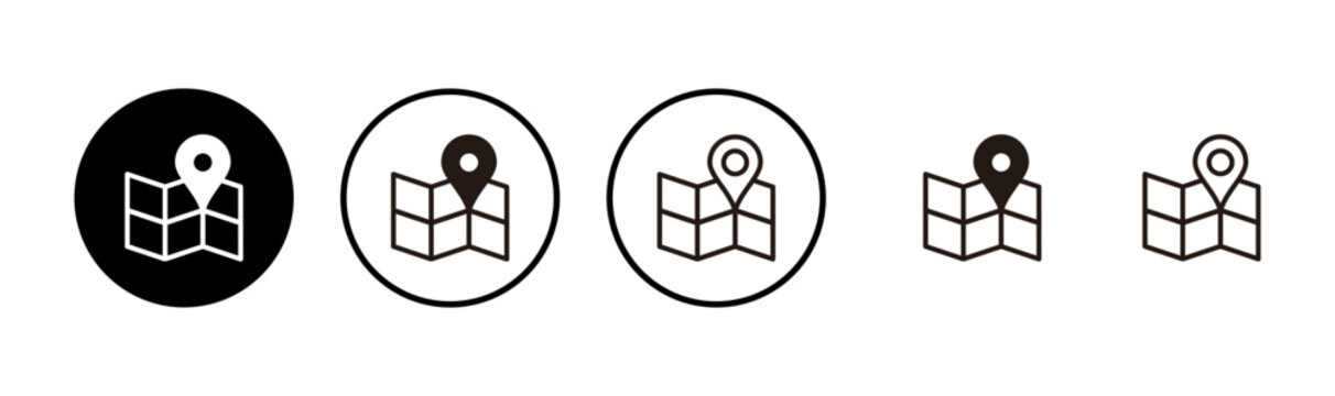Maps and pin icon logo design. location sign and symbol. geo locate, pointer icon.