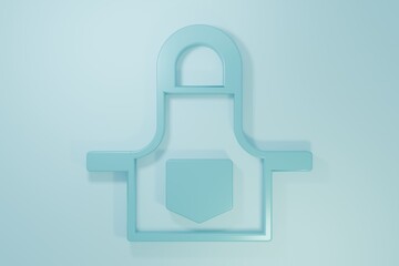 Obraz premium Blue Kitchen apron icon isolated on blue background. Chef uniform for cooking. Minimalism concept. 3D render illustration