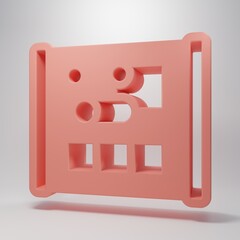 Pink Graphing paper for engineering icon isolated on pink background. Minimalism concept. 3D render illustration