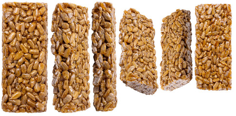 Isolated set of sunflower kozinaki on a white background