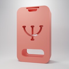 Pink Online psychological counseling distance icon isolated on pink background. Psychotherapy, psychological help, psychiatrist online consulting. Minimalism concept. 3D render illustration