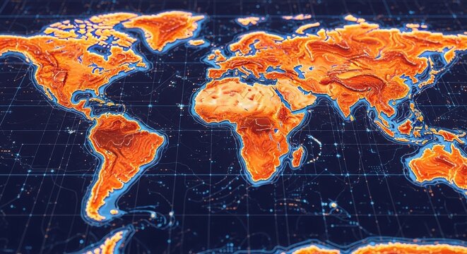 Abstract Digital World Map Data Visualization - Powered by Adobe