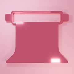 Pink Empty photo studio icon isolated on pink background. Screen backdrop. Minimalism concept. 3D render illustration