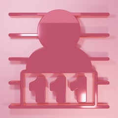 Pink Suspect criminal icon isolated on pink background. The criminal in prison, suspected near the board. Minimalism concept. 3D render illustration